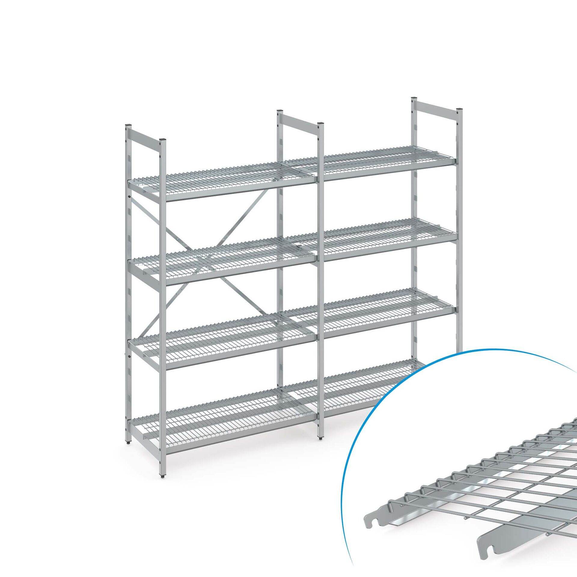 Norm 35 Standregal-Set Mit Drahtrost-Auflage, Abmessungen: 2575 × 510 × ...